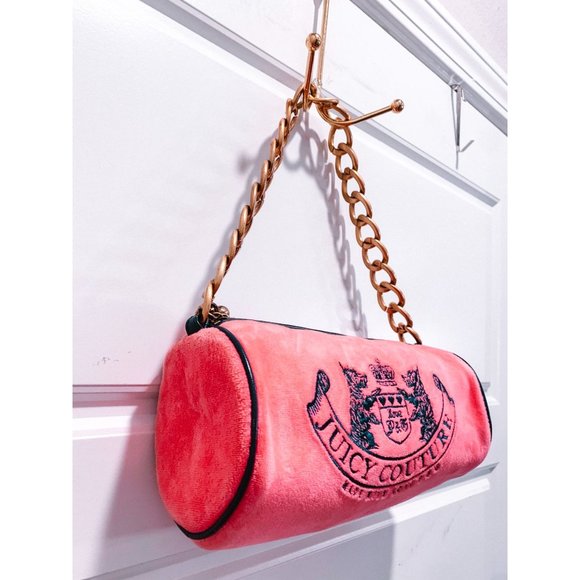 Juicy Couture Barrel Bag - Pink Velour with Blue Scottie dog embroidery. - Picture 3 of 8